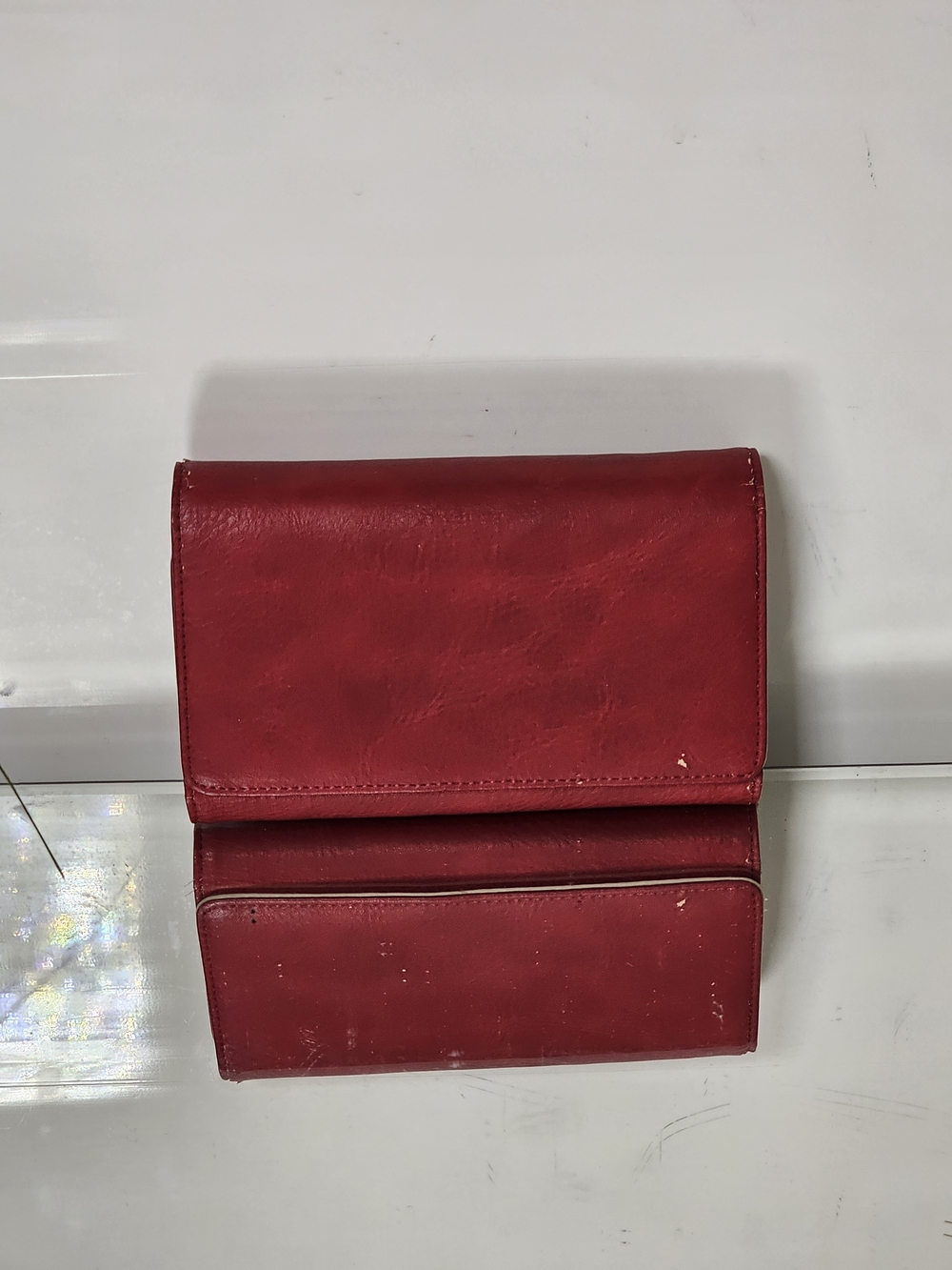 S.Q. Red  Fold-Over Wallet Clutch